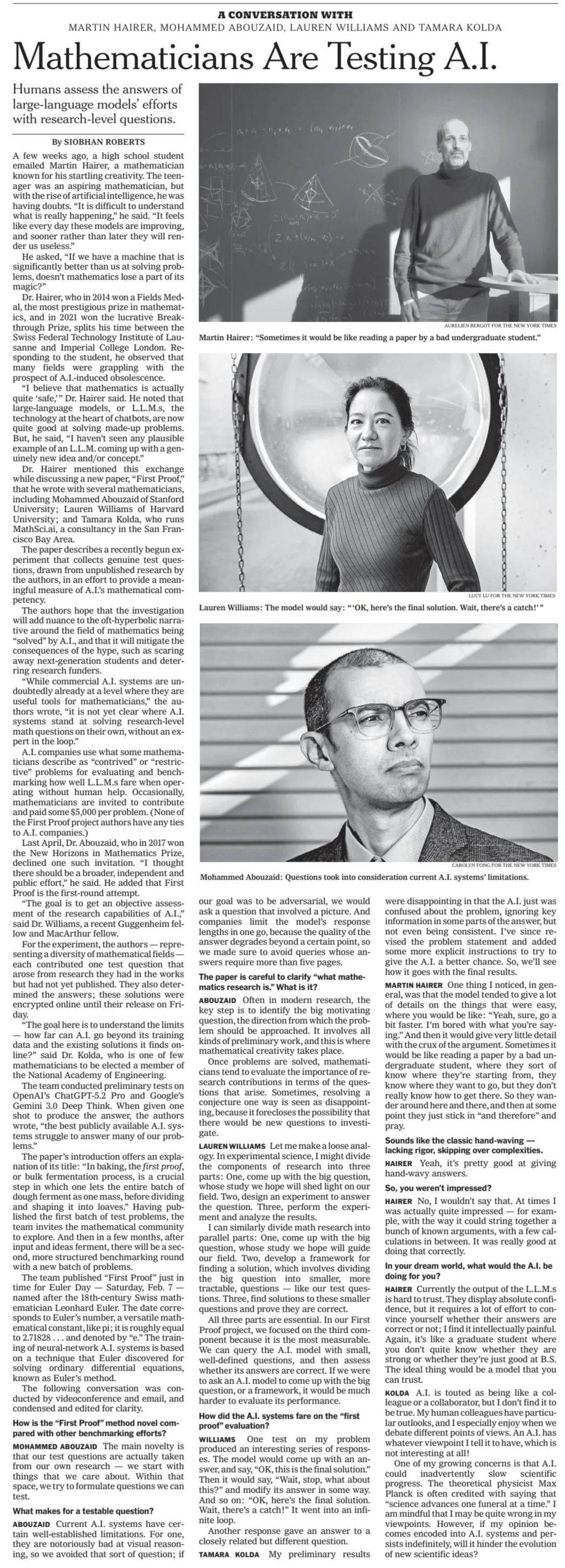 First Proof NYT Interview